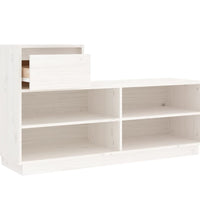 Schuhregal Weiß 110x34x61 cm Massivholz Kiefer