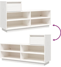 Schuhregal Weiß 110x34x61 cm Massivholz Kiefer