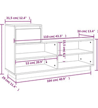 Schuhregal Weiß 110x34x61 cm Massivholz Kiefer