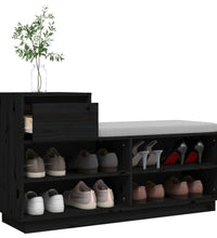 Schuhregal Schwarz 110x34x61 cm Massivholz Kiefer