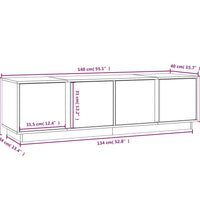 TV-Schrank Weiß 140x40x40 cm Massivholz Kiefer