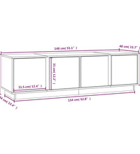 TV-Schrank Grau 140x40x40 cm Massivholz Kiefer