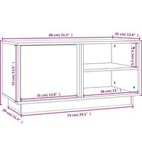 TV-Schrank Weiß 80x35x40,5 cm Massivholz Kiefer