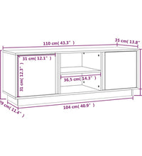 TV-Schrank Weiß 110x35x40,5 cm Massivholz Kiefer