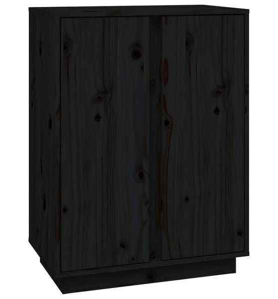 Sideboard Schwarz 60x35x80 cm Massivholz Kiefer