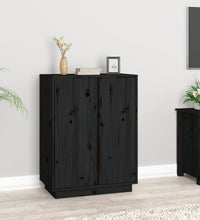 Sideboard Schwarz 60x35x80 cm Massivholz Kiefer