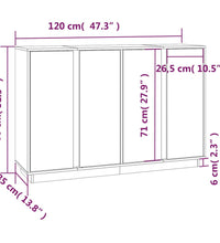 Sideboard Grau 120x35x80 cm Massivholz Kiefer