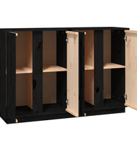 Sideboard Schwarz 120x35x80 cm Massivholz Kiefer