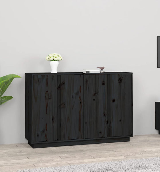 Sideboard Schwarz 120x35x80 cm Massivholz Kiefer