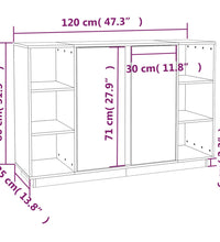 Sideboard Weiß 120x35x80 cm Massivholz Kiefer