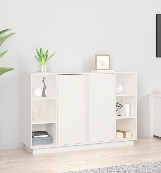 Sideboard Weiß 120x35x80 cm Massivholz Kiefer