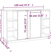 Sideboard Honigbraun 120x35x80 cm Massivholz Kiefer