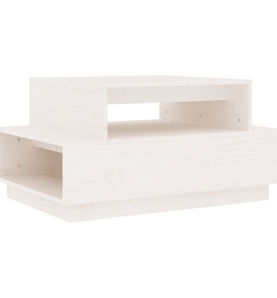 Couchtisch Weiß 80x55x40,5 cm Massivholz Kiefer