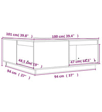 Couchtisch Weiß 100x101x40,5 cm Massivholz Kiefer