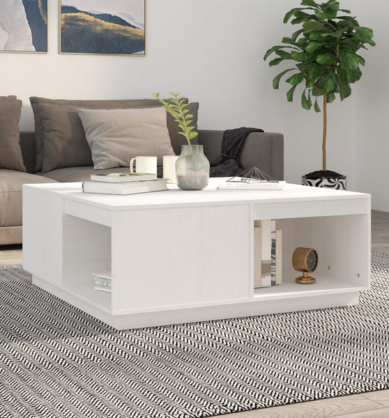 Couchtisch Weiß 100x101x40,5 cm Massivholz Kiefer