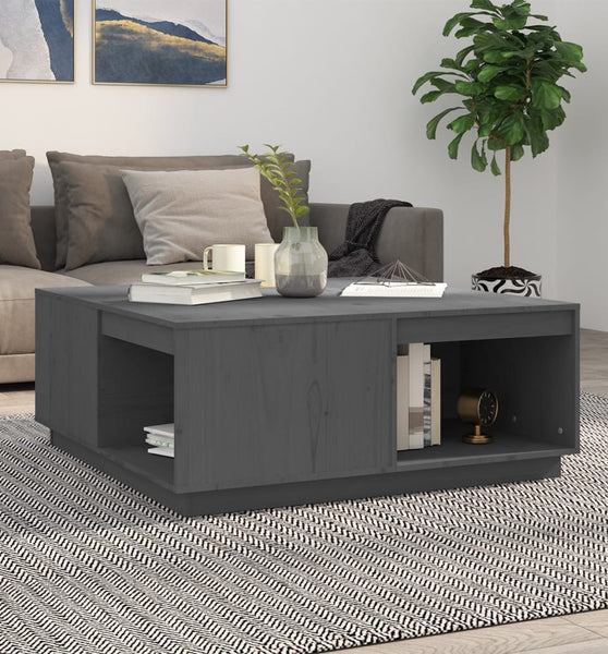 Couchtisch Grau 100x101x40,5 cm Massivholz Kiefer