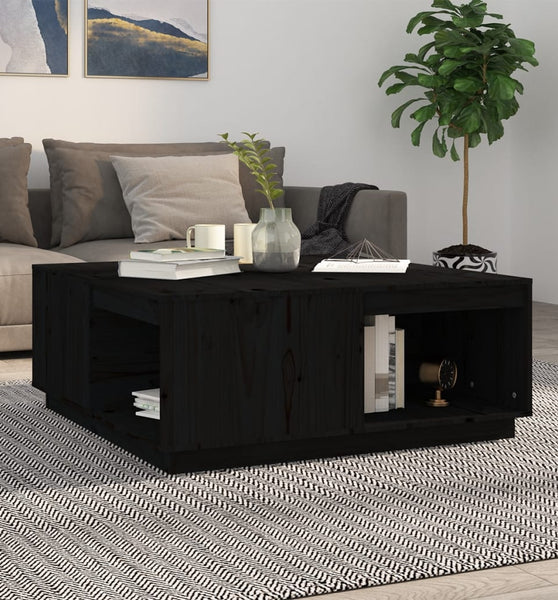Couchtisch Schwarz 100x101x40,5 cm Massivholz Kiefer