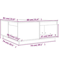 Couchtisch 80x81x36,5 cm Massivholz Kiefer