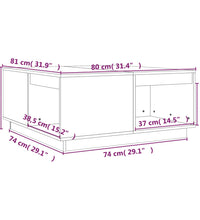 Couchtisch Grau 80x81x36,5 cm Massivholz Kiefer