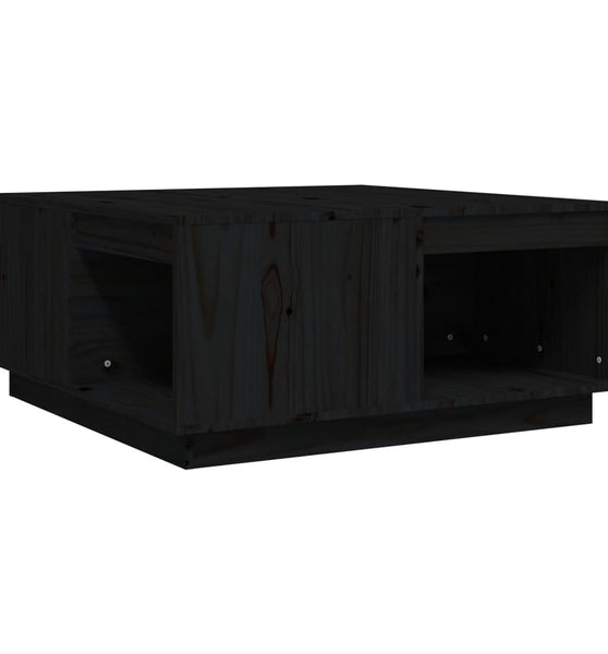Couchtisch Schwarz 80x81x36,5 cm Massivholz Kiefer