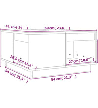 Couchtisch Grau 60x61x32,5 cm Massivholz Kiefer