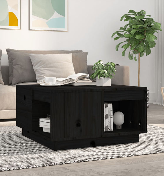 Couchtisch Schwarz 60x61x32,5 cm Massivholz Kiefer