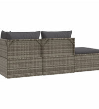 4-tlg. Garten-Lounge-Set mit Kissen Grau Poly Rattan