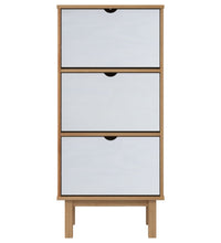 Schuhschrank OTTA mit 3 Schubladen Braun&Weiß Massivholz Kiefer