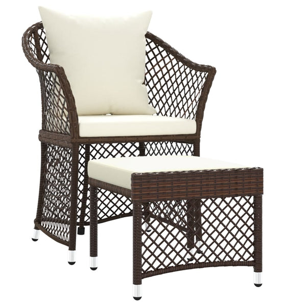 2-tlg. Garten-Lounge-Set mit Kissen Braun Poly Rattan