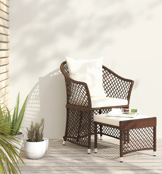 2-tlg. Garten-Lounge-Set mit Kissen Braun Poly Rattan