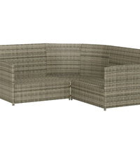 2-tlg. Sofagarnitur in L-Form mit Kissen Grau Poly Rattan