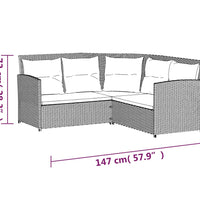 2-tlg. Sofagarnitur in L-Form mit Kissen Grau Poly Rattan