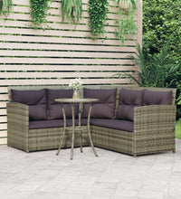 2-tlg. Sofagarnitur in L-Form mit Kissen Grau Poly Rattan