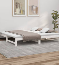 Tagesbett Ausziehbar Weiß 2x(80x200) cm Massivholz Kiefer