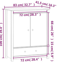 Highboard Schwarz 83x41,5x100 cm Massivholz Kiefer