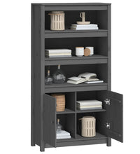 Highboard Grau 80x35x154 cm Massivholz Kiefer
