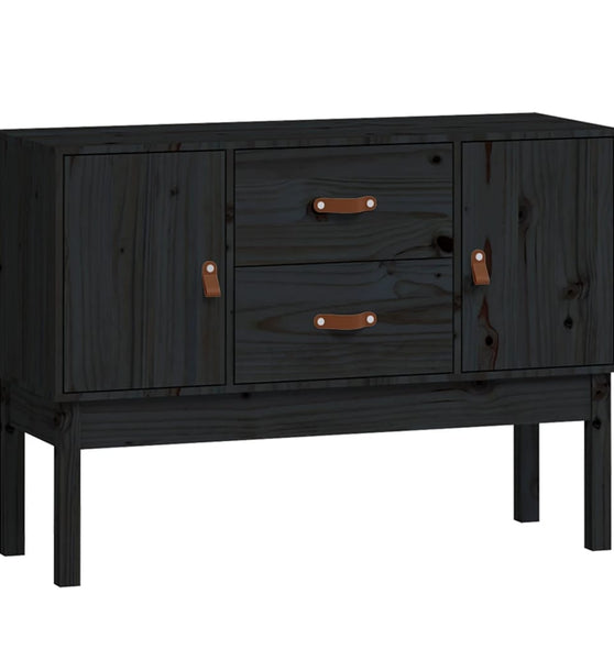 Sideboard Schwarz 110x40x78 cm Massivholz Kiefer