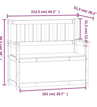 Sitzbank Schwarz 112,5x51,5x96,5 cm Massivholz Kiefer