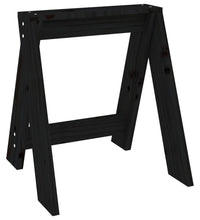 Hocker 2 Stk. Schwarz 40x40x45 cm Massivholz Kiefer