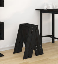 Hocker 2 Stk. Schwarz 40x40x60 cm Massivholz Kiefer