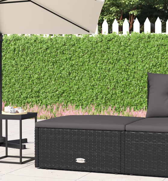 Gartenhocker mit Kissen Schwarz Poly Rattan