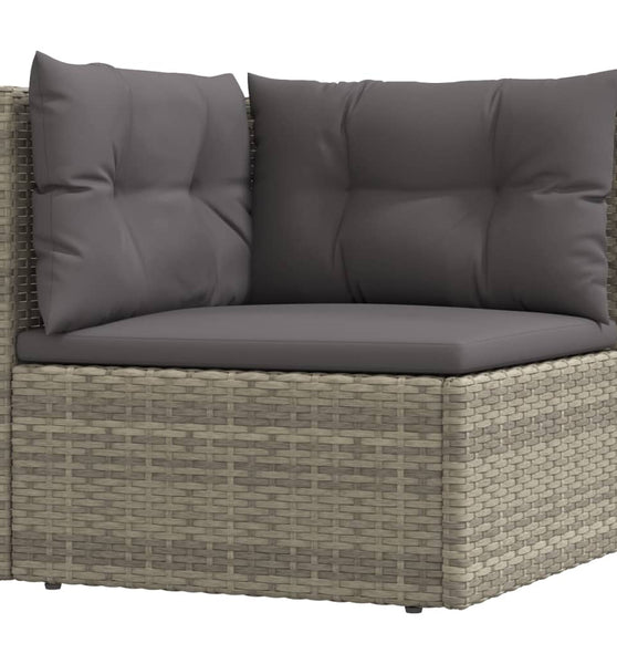 Garten-Ecksofa mit Kissen Grau Poly Rattan