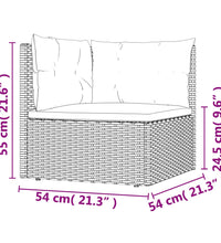 Garten-Ecksofa mit Kissen Grau Poly Rattan