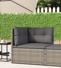 Garten-Ecksofa mit Kissen Grau Poly Rattan