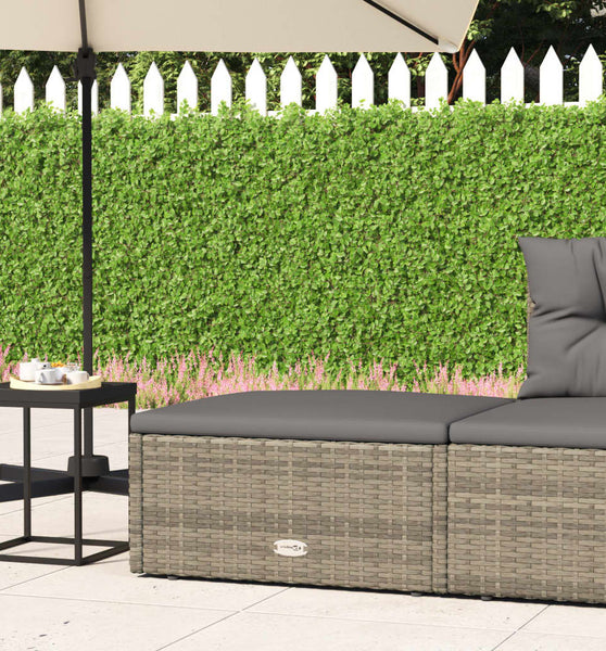 Gartenhocker mit Kissen Grau Poly Rattan