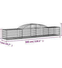 Gabione mit Hochbogen 300x50x40/60 cm Verzinktes Eisen
