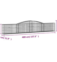 Gabione mit Hochbogen 400x30x60/80 cm Verzinktes Eisen