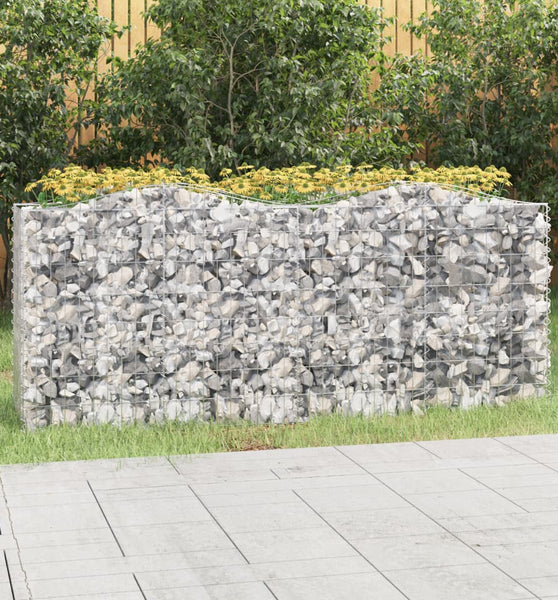 Gabionen-Hochbeet mit Hochbogen 200x50x100 cm Verzinktes Eisen