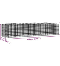 Gabionen-Hochbeet mit Hochbogen 400x100x100 cm Verzinktes Eisen