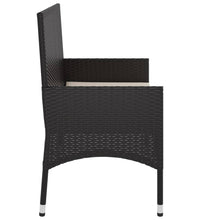 Gartenbank 2-Sitzer mit Kissen Schwarz Poly Rattan